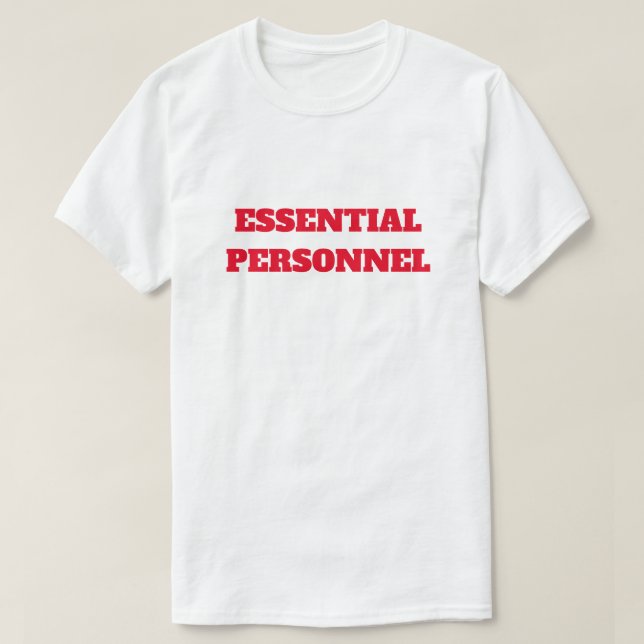 T-shirt Personnel essentiel en texte rouge gras (Design devant)