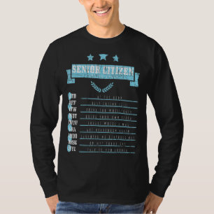 T-shirt Personnes âgées Citoyens seniors Textes Codes déso