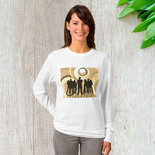 T-shirt Personnes en silhouette rétro avec des cercles abs