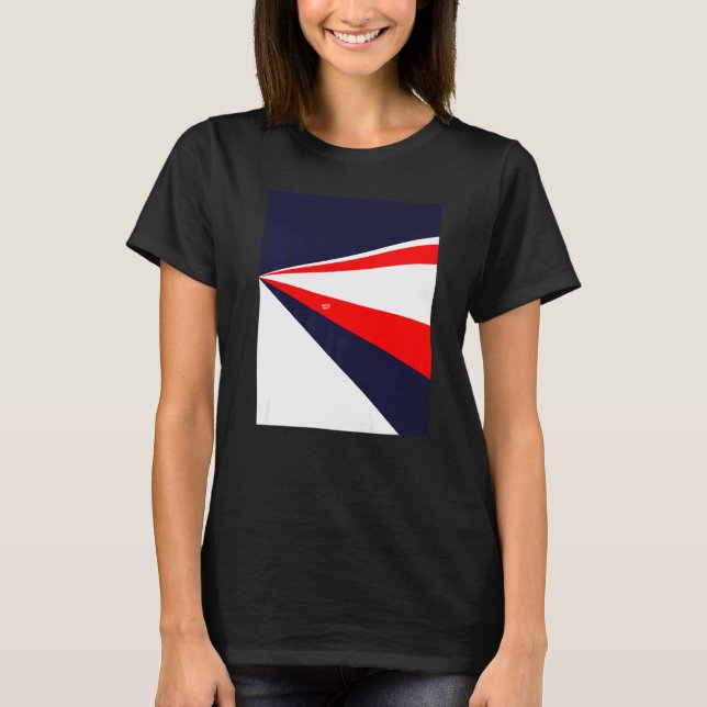 T-shirt Perspective design rétro rouge blanc bleu (Devant)