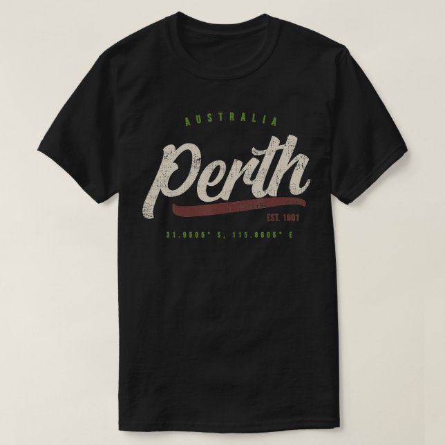 T-shirt Perth Australie Vintage (Design devant)