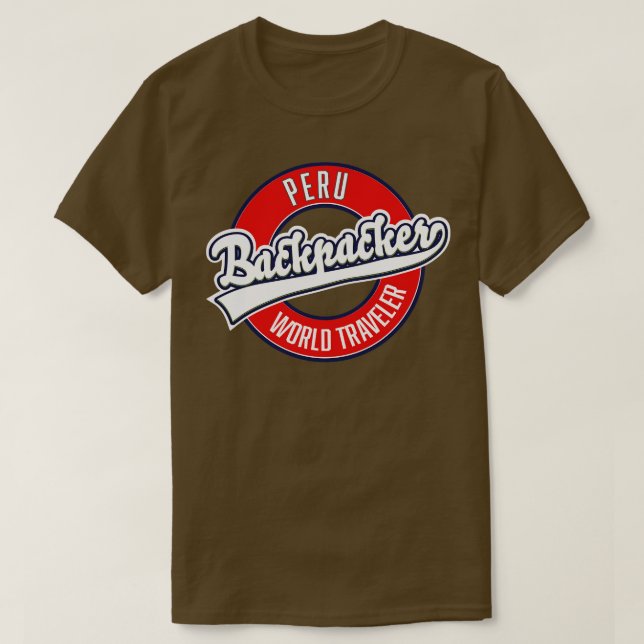 T-shirt peru backpacker world traveler logo (Design devant)