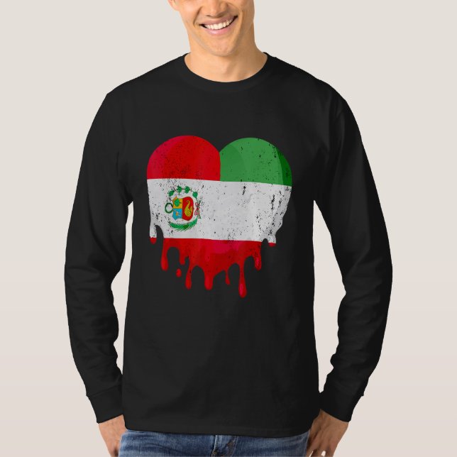 T-shirt Peru Italy Flag Heart Citizen Drinking Grown Patri (Devant)