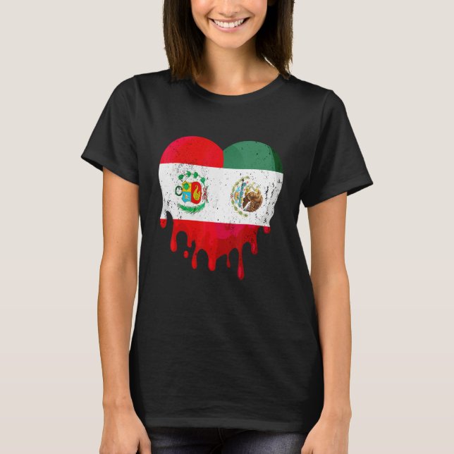 T-shirt Peru Mexico Flag Heart Citizen Grown Patriot Count (Devant)