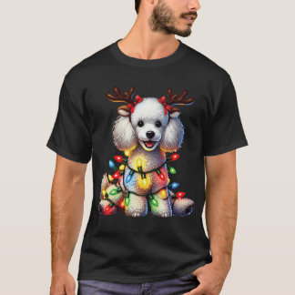 T-shirt Pet Animal Lovers Xmas Poodle Dog Reindeer Christm