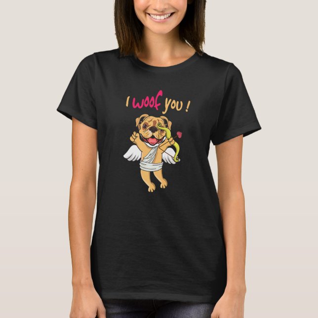 T-shirt Pet Dog Lover Barking Cupid Hearts Day Happy Valen (Devant)