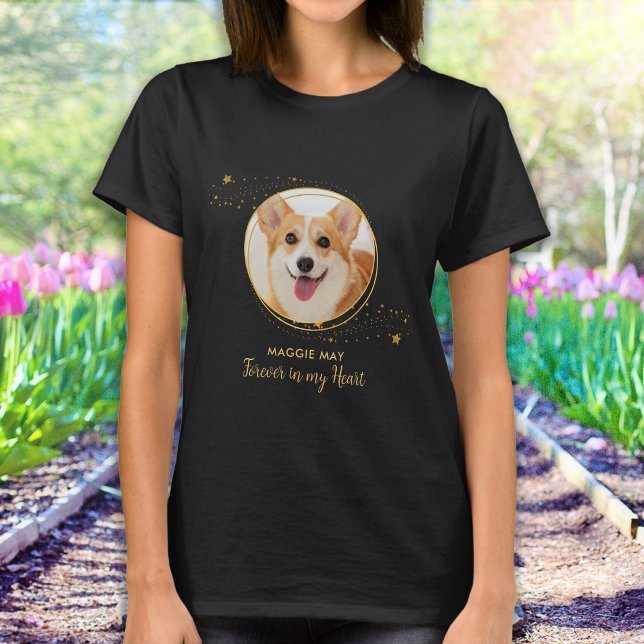 T-shirt Pet Dog Memorial Elegant Chic Gold Stars Photo (Créateur téléchargé)