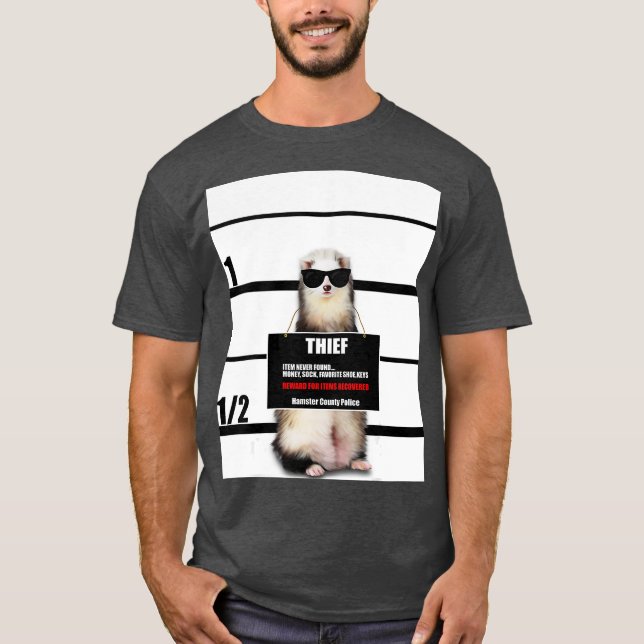 T-shirt Pet Ferret Funny Ferret Thief Mugshot Cadeau (Devant)