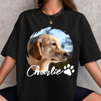 T-shirt Pet Grunge Simple Modern Custom Dog Photo & Name