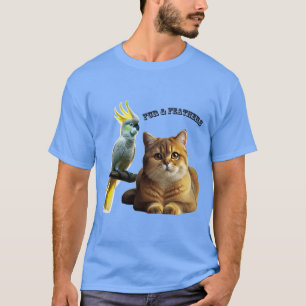 T-shirt Pet Lover British Shorthair Cat & Cockatoo Bird