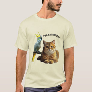 T-shirt Pet Lover British Shorthair Cat & Cockatoo Bird