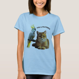 T-shirt Pet Lover British Shorthair Cat & Cockatoo Bird