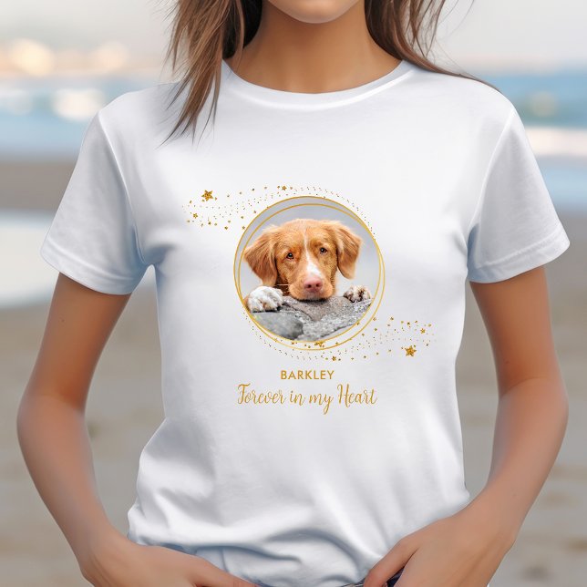 T-shirt Pet Memorial Elegant Chic Gold Stars Chien Photo (Créateur téléchargé)