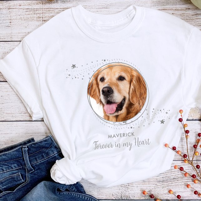T-shirt Pet Memorial Elegant Ciel Argent Stars Chien Photo (Créateur téléchargé)