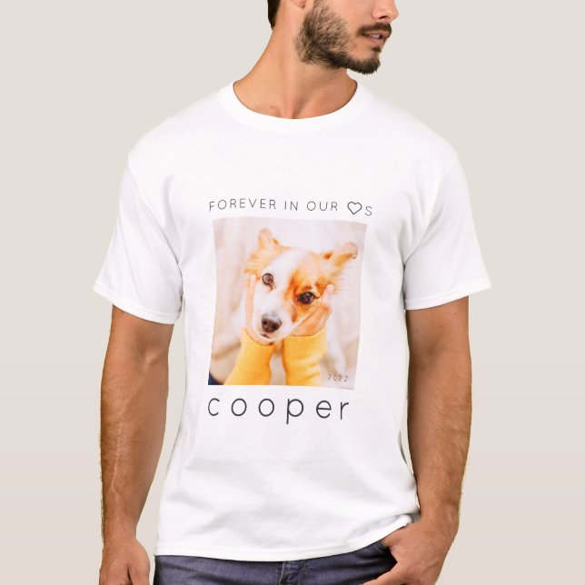 T-shirt Pet Memorial Forever dans nos coeurs Photo simple (Devant)