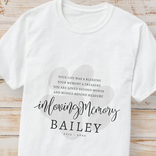 T-shirt Pet Memorial Moderne Élégant Simple Chic Paw (Créateur téléchargé)