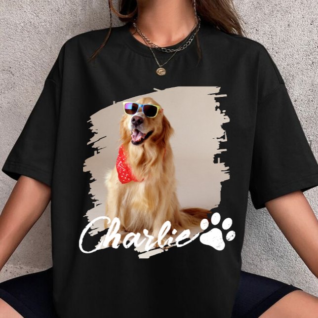 T-shirt Pet Typograpy Simple Modern Custom Dog Photo Name  (Créateur téléchargé)