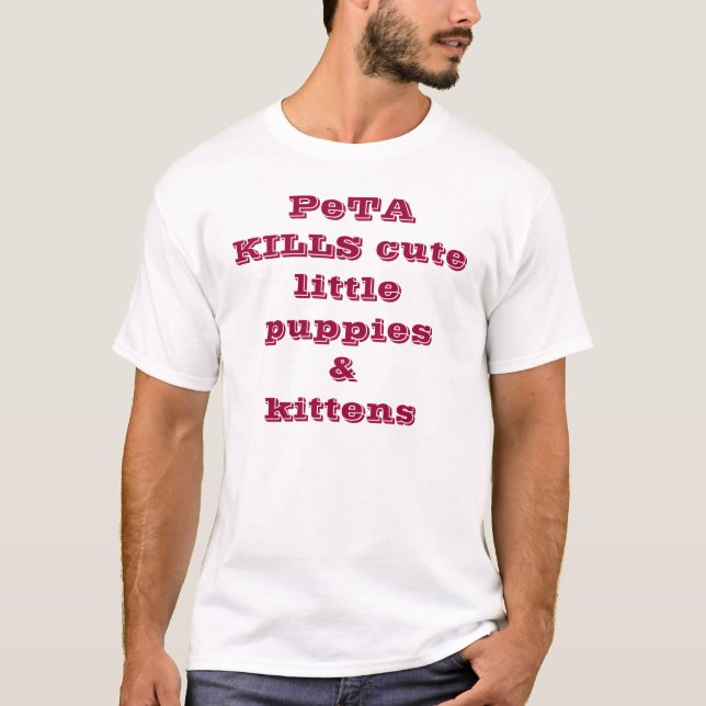 T-shirt PeTA TUE de petits chiots et chatons mignons (Devant)