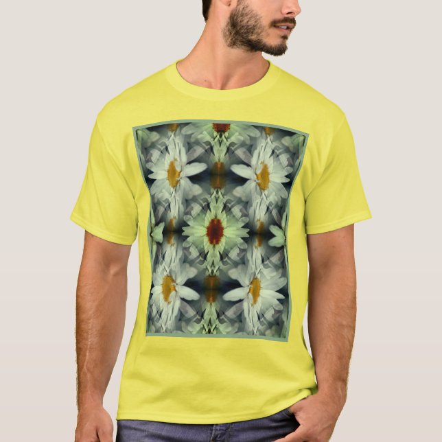 T-shirt Pétales de Fleur Blancs Abstraits (Devant)