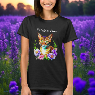 T-shirt Pétales et Purr Cute Chat et jolies Fleurs