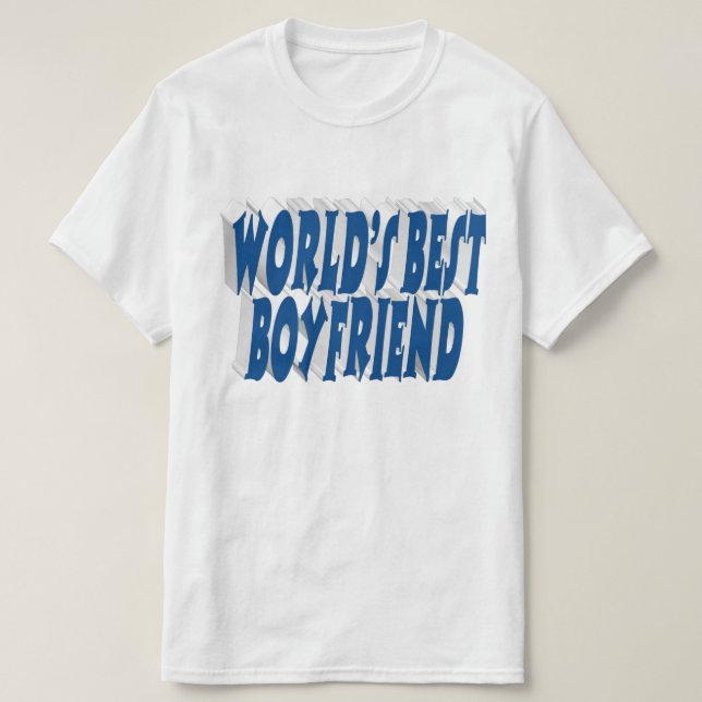 T-shirt Petit ami avec la typographie bleu mer (Design devant)