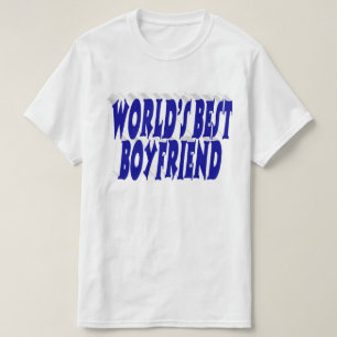 T-shirt Petit ami avec la typographie bleue