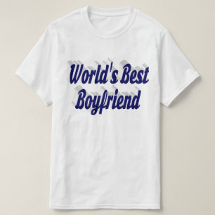 T-shirt Petit ami avec script bleu foncé