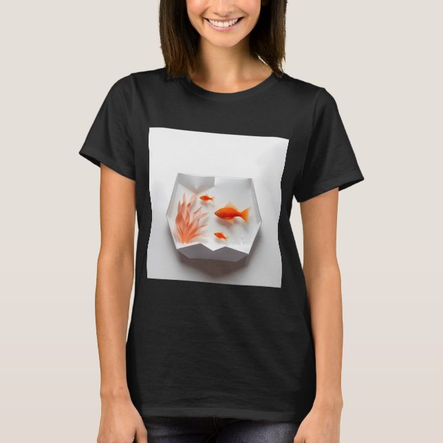T-shirt Petit aquarium de style origami (Devant)