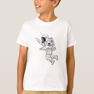 T-shirt Petit astronaute à main noire et blanche