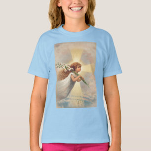 T-shirt Petit bébé ange tenant des lys