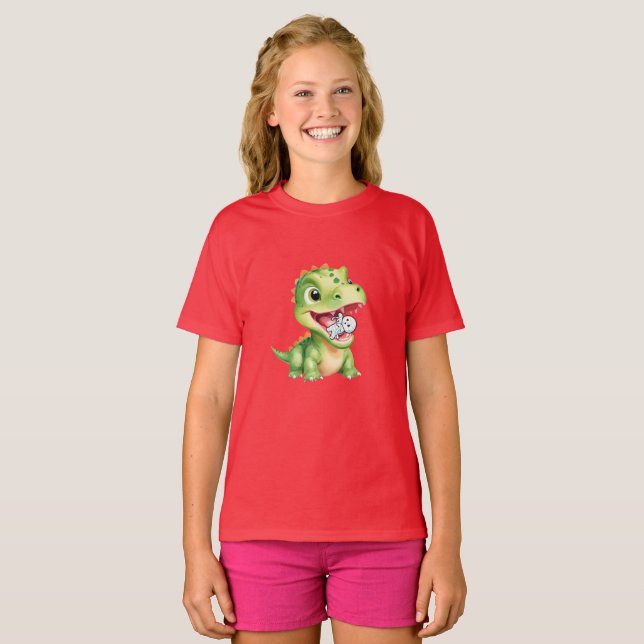T-shirt Petit bébé Dinosaur manger squelette maman Hallowe (Devant entier)