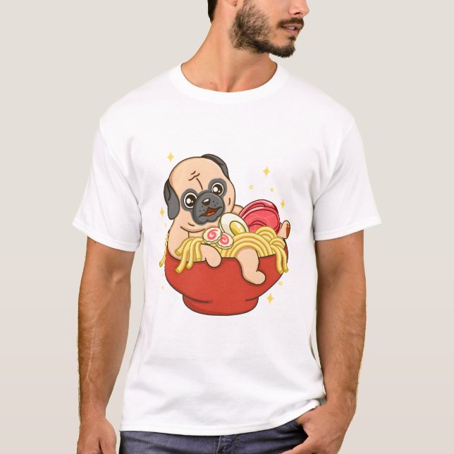 T-shirt Petit Carlin et Ramen (Devant)