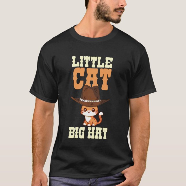 T-shirt Petit Chat Grand Chapeau Conception de Chat Mignon (Devant)