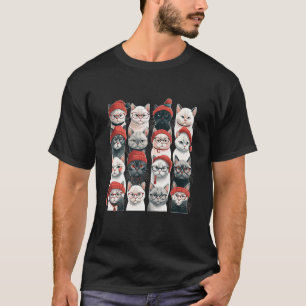 T-shirt Petit chat Noël Père Noël Chapeau animal Illustrat