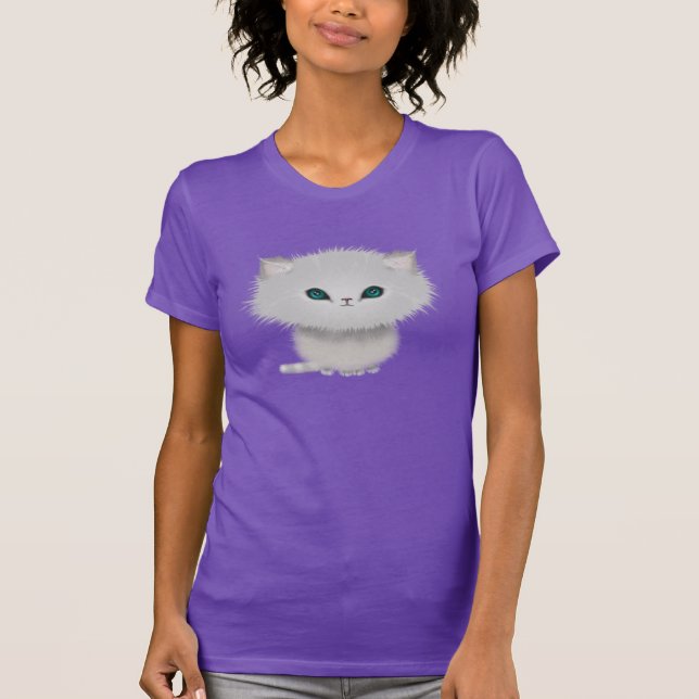 T-shirt Petit Chat Persan Tabby Blanc (Devant)