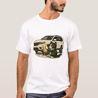 T-shirt Petit chat Whimsical Laver la voiture