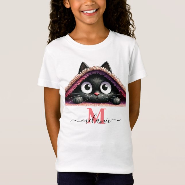 T-Shirt Petit-chaton de Peek-a-Boo Nom du script Monogramm (Devant)
