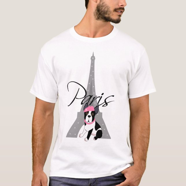 T-shirt Petit chien à Paris de le (Devant)