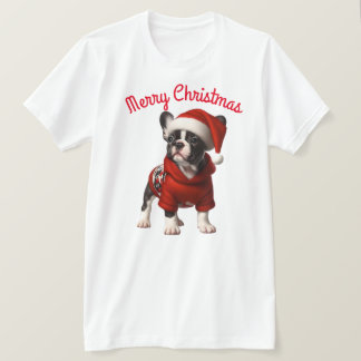 T-shirt Petit Chien à taureaux français et chapeau de Sant