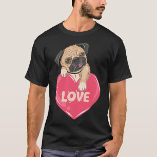 T-shirt Petit Chien Carlin avec Coeurs d'Amour Classic T-S
