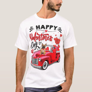 T-shirt Petit Chien Chien Chien Rouge Camion Heureuse Sain