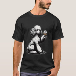 T-shirt Petit Chien de caniche Boire Whiskey Bière Chiot A