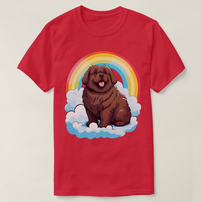 T-shirt Petit chien de Terre-Neuve Arc-en-ciel Newfie Kawa (Design devant)