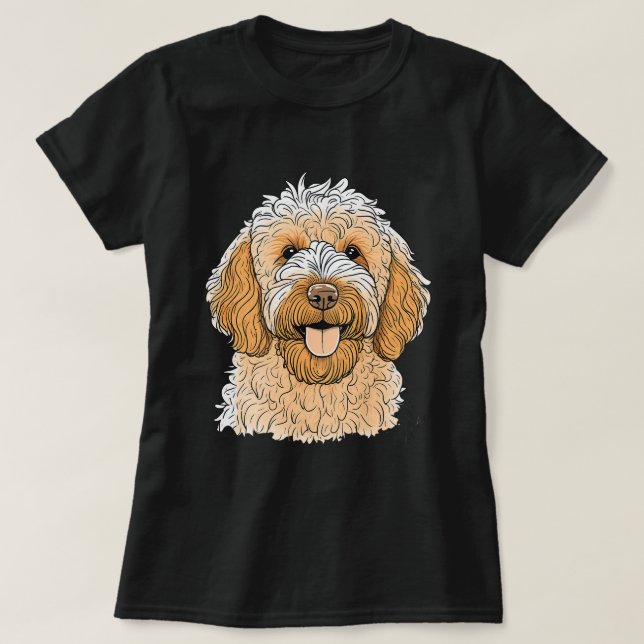 T-shirt Petit chien d'endoodle doré sur l'amoureux de Dood (Design devant)