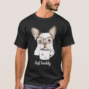 T-shirt Petit chiot boit du café