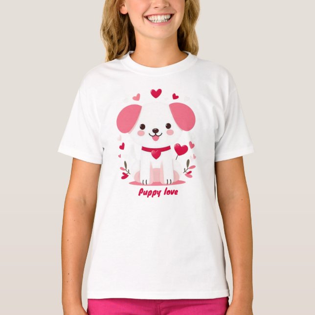 T-shirt Petit chiot de la Saint-Valentin (Devant)
