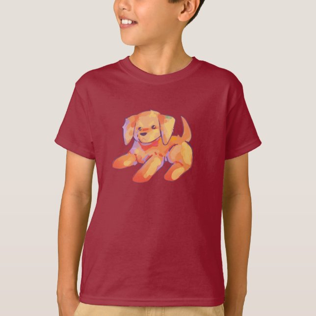 T-shirt Petit chiot golden retriever (Devant)