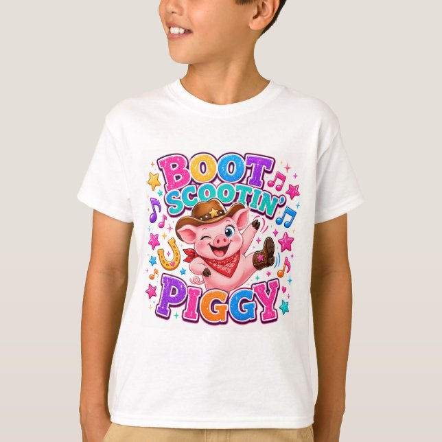 T-Shirt 'Petit Cochon qui Danse en Bottes' (Devant)