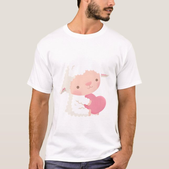 T-shirt Petit Coeur d'accroupissement de l'agneau (Devant)