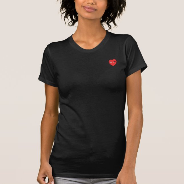 T-shirt Petit Coeur rouge mignon avec les yeux T Chemise (Devant)